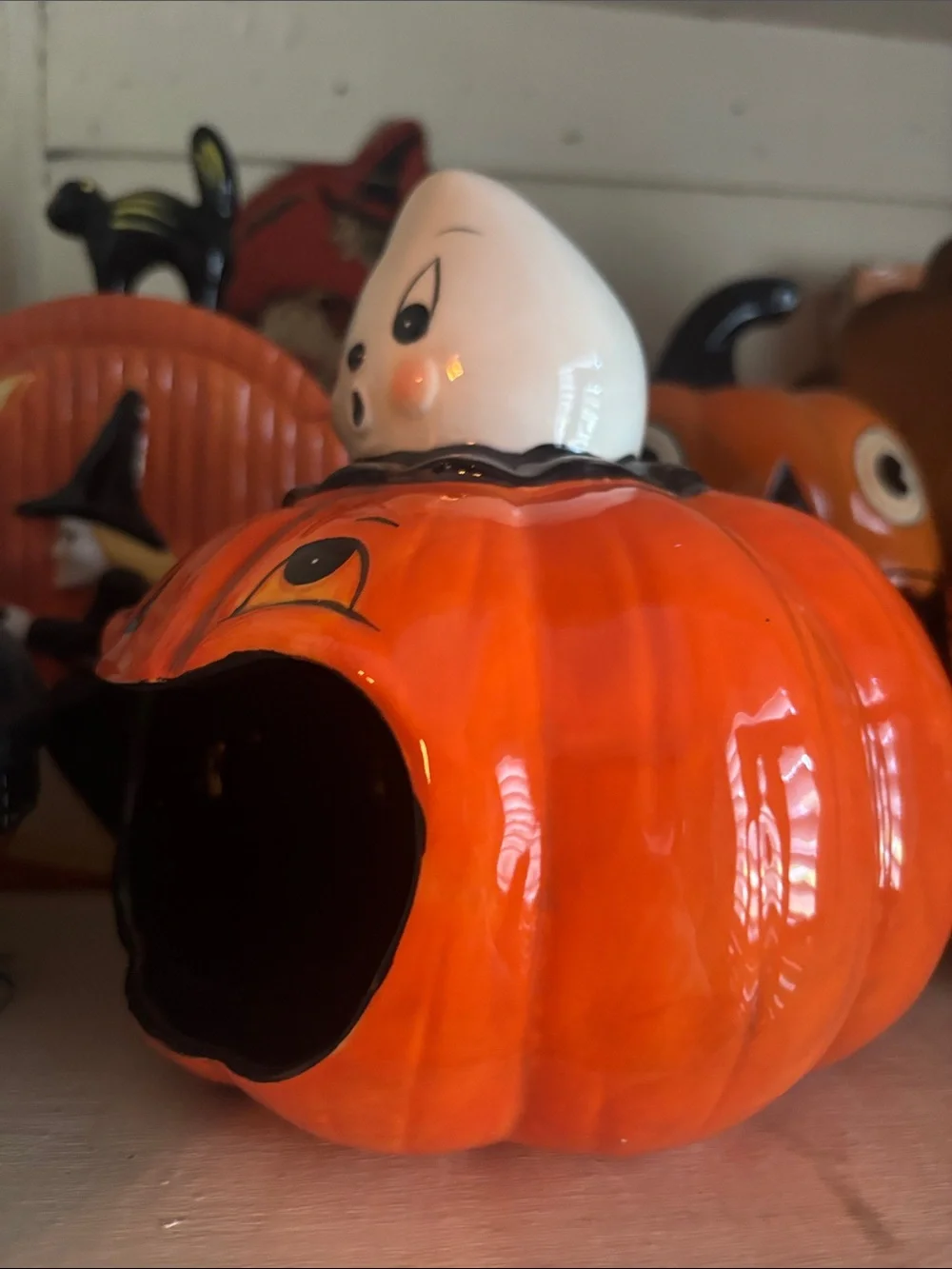 Johanna Parker Ceramic Halloween pumpkin candy bowl